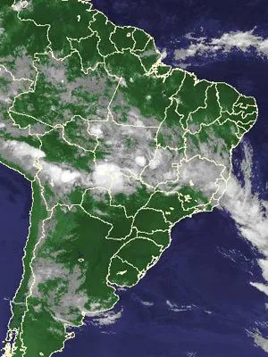  Imagem de satélite de quarta-feira (29) mostra faixa de umidade 