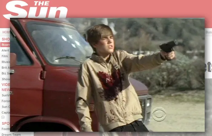  Justin Bieber  durante gravação de CSI