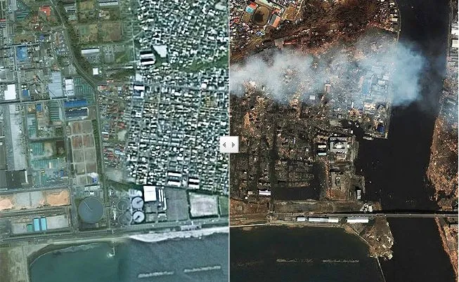  Imagem mostra antes e depois de Ishinomaki