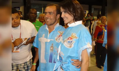 Com Roger a tiracolo, Deborah Secco desfila pela diretoria da União da Ilha