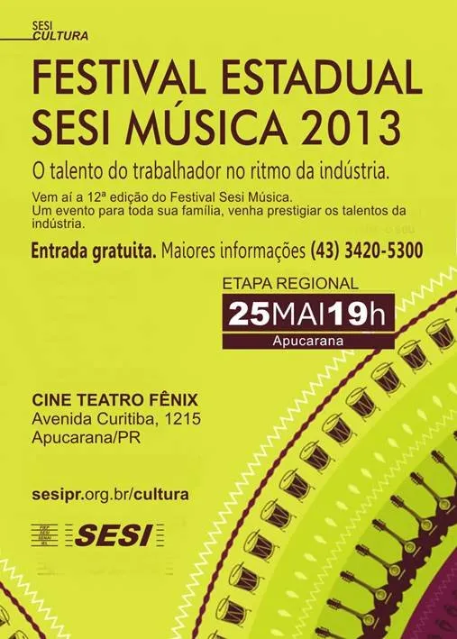  Apucarana sedia etapa classificatória do Festival Sesi Música 2013