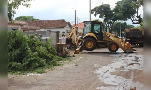 Equipes da prefeitura atuam em pontos danificados pelo temporal
