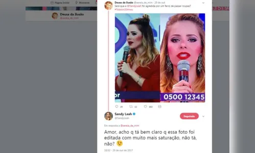 
							Sandy rebate internauta que fez piada sobre maquiagem da cantora
						
						