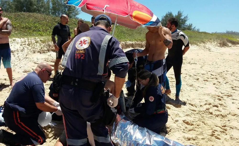 André Luft sofreu parada cardiorrespiratória enquanto surfava em Florianópolis (Foto: Bombeiros/Divulgação)