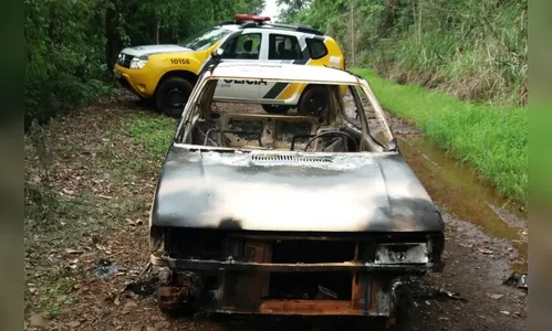 Bandidos furtam peças de carro e depois incendeiam carcaça 