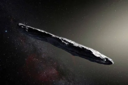 Concepção artística do asteroide Oumuamua: viajante espacial veloz e intrigante - Foto: European Southern Observatory/M. Kornmesser- NASA