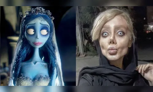 Jovem mira na Angelina Jolie, faz 50 cirurgias e vira noiva cadáver