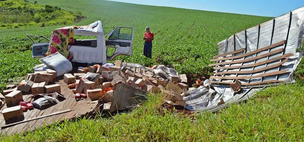 Caminhão ficou completamente destruído (Fotos: Ronaldo Senes - Blog do Berimbau)