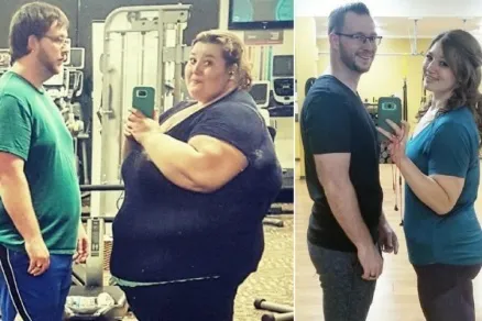 No começo do projeto de emagrecimento, Lexi tinha 220 quilos e Danny pesava 127 - Foto - Lexi Reed/Instagram