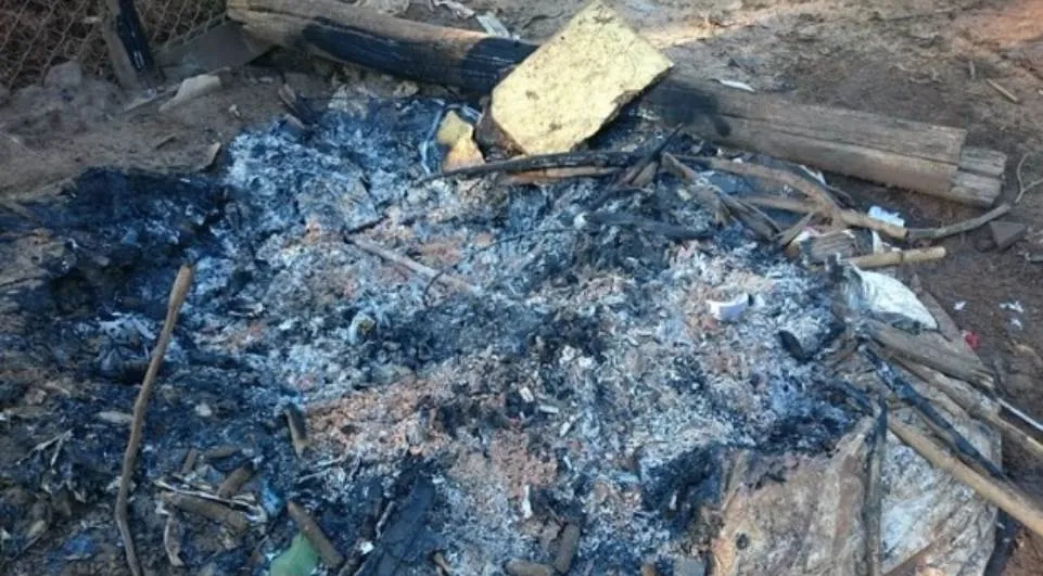 Local onde homem realizou queimada que intoxicou bebê - Foto: Divulgação/Polícia Ambiental