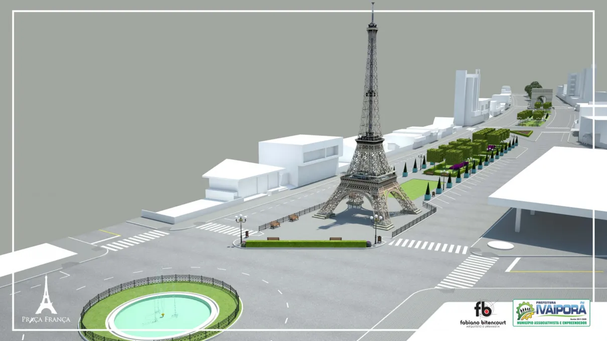 Logradouros terão réplicas da Torre Eiffel e Arco do Triunfo em Ivaiporã - Imagem: Divulgação