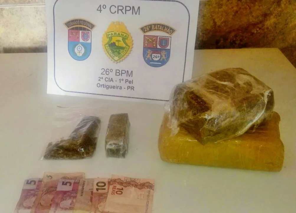 Adolescente é preso com 1,3 kg de maconha em Ortigueira
