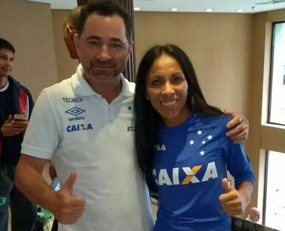 O auxiliar técnico Reginaldo Ricófica e a atleta Marcela Cristina Gomez Cordeiro, do Cruzeiro Esporte Clube-MG |  Foto: Divulgação
