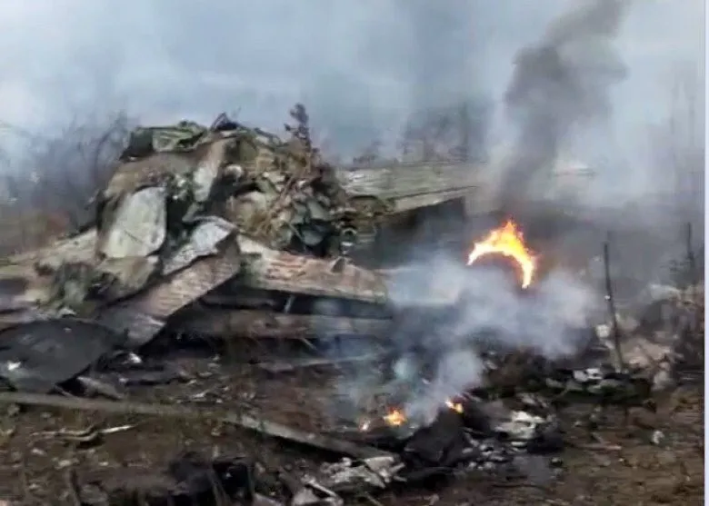 Destroços do avião que caiu hoje - Foto: Reprodução/Twitter