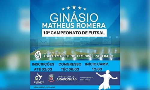Abertas as inscrições para o Campeonato de Futsal Mateus Romera
