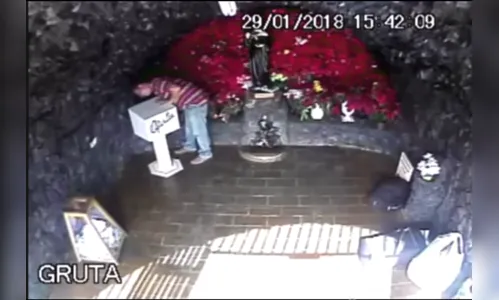 Câmera flagra homem furtando doações no Santuário de Santa Rita de Cássia 