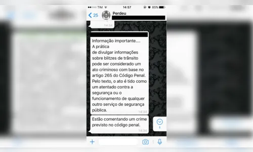 
							Grupo de Whatsapp avisa motoristas sobre locais de blitz
						
						