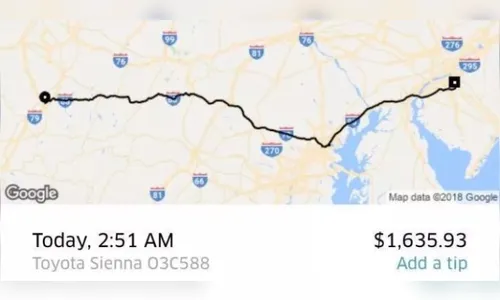 Após beber demais em festa, homem gasta R$ 5,3 mil com viagem de Uber