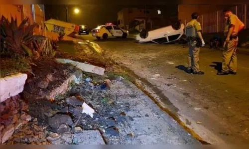 Rapaz capota carro após dar tapa na cara de PM no Paraná