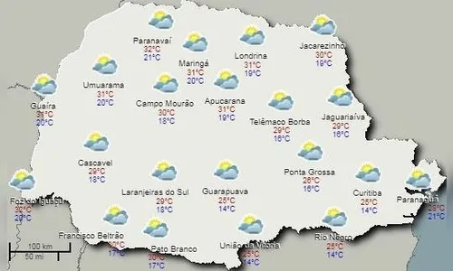 Sexta-feira deve ser chuvosa durante a tarde e noite em Apucarana 