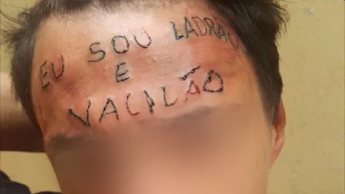 Jovem teve testa tatuada após tentar furtar bicicleta. (Foto: Reprodução)