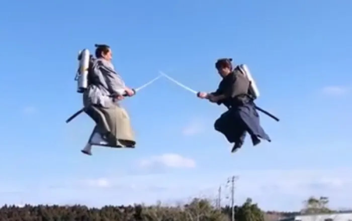 Samurais lutam voando no ar - Foto: Reprodução/Sputnik