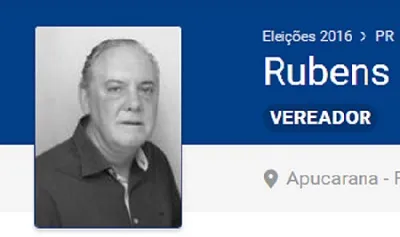 Em 2016, Rubens foi candidato a vereador de Apucarana pelo PSD - Foto: Reprodução