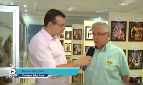 Entrevista com a Pe Bertolin falando sobre a exposição de mais de 5.000 quadros no Centro de Espiritualidade Josefino