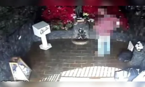 Mulher furta caixa de ofertas em gruta de Santa Rita de Cássia