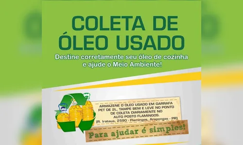 Parceria garante coleta de óleo usado em Arapongas