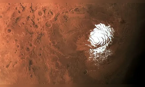 Descobriram água em sua forma líquida em um dos polos gelados de marte