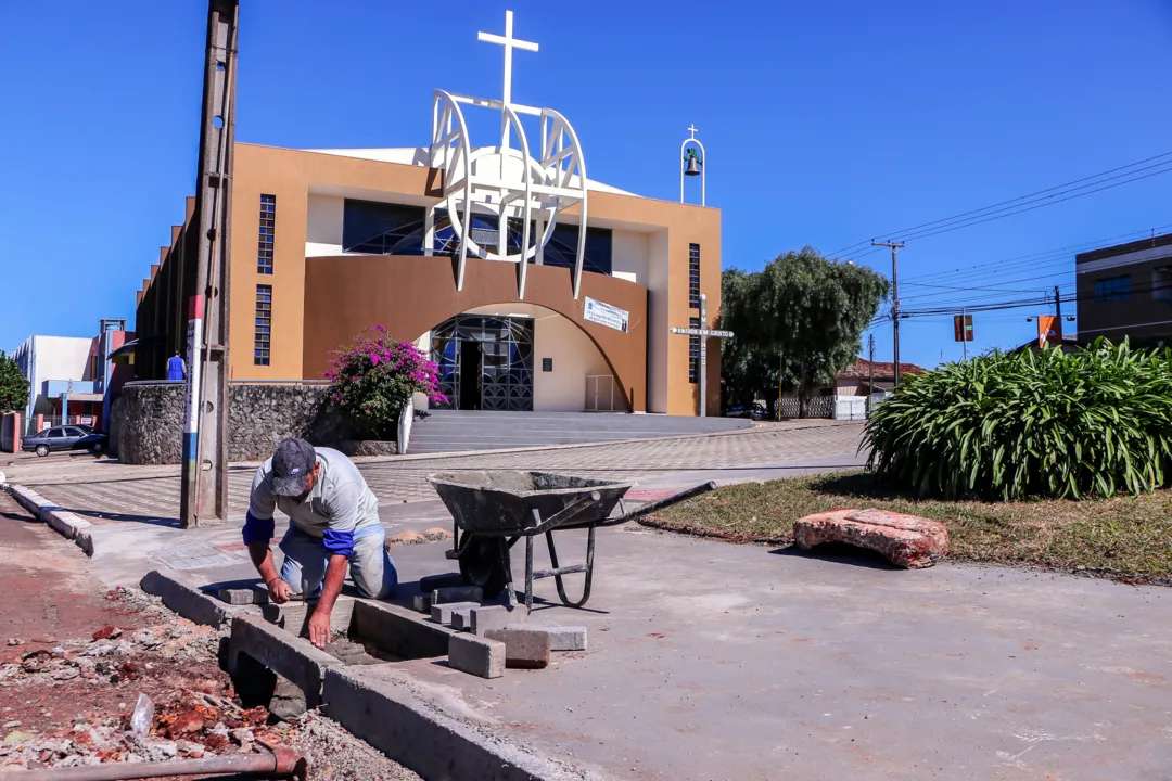 A Praça Nossa Senhora Aparecida, localizada no Bairro da Igrejinha, está sendo totalmente revitalizada. Foto: Assessoria