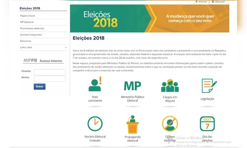 Site Eleições 2018 do MPPR divulga orientações e canais de denúncia