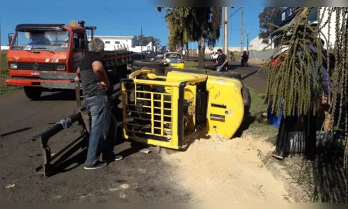 
							Empilhadeira tomba e deixa trabalhador ferido em Arapongas
						
						