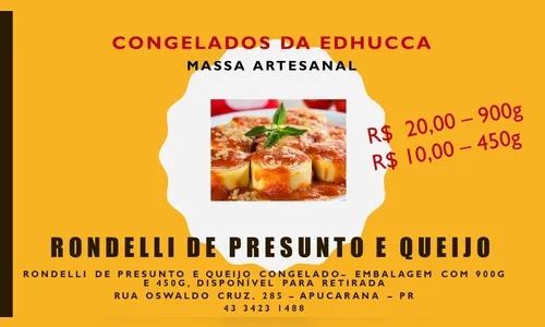 Edhucca tem opções de massas à pronta entrega