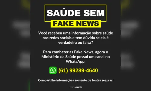Ministério da Saúde lança serviço de combate à Fake News