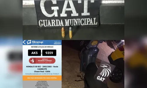 Adolescente é preso com moto roubada e munições