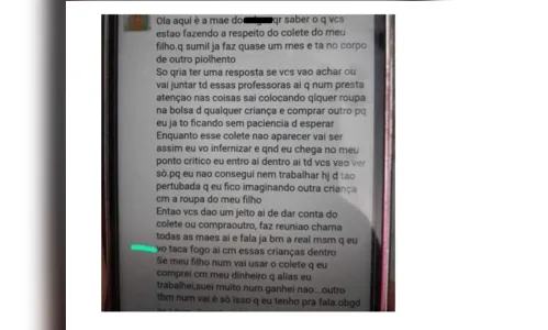 
							Mãe se irrita com sumiço de roupa do filho e ameaça atear fogo em CMEI com crianças dentro   
						
						
