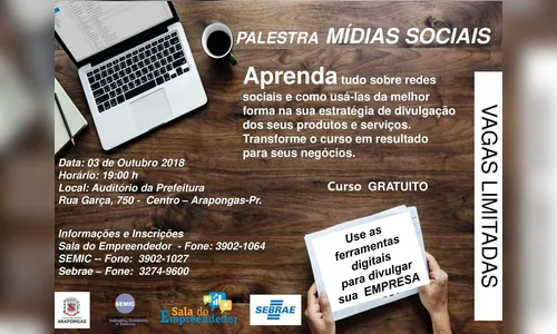 Prefeitura e Sebrae realizam curso gratuito de Mídias Sociais