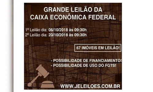 Mais de 65 imóveis serão leiloados em Londrina de forma presencial e online; FGTS pode ser usado