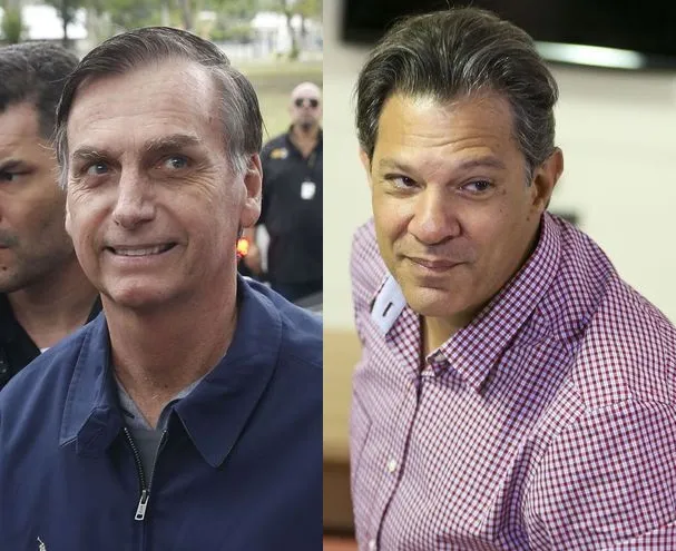 Candidatos à Presidência Jair Bolsonaro (PSL) e Fernando Haddad (PT). - Tânia Regô / Marcelo Camargo / Agência Brasil