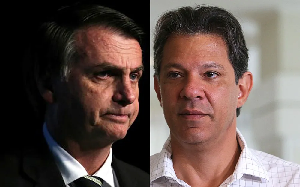 Jair Bolsonaro e Fernando Haddad — Foto: Paulo Whitaker/Reuters e Amanda Perobelli / Reuters