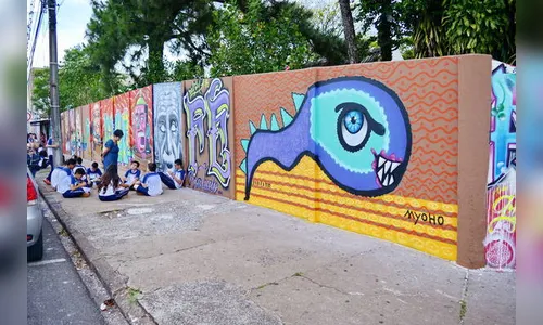 Muros de colégio viram obra de arte nas mãos de grafiteiros  