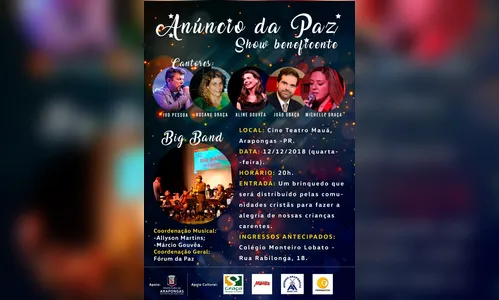 Arapongas recebe show beneficente “Anúncio da Paz”