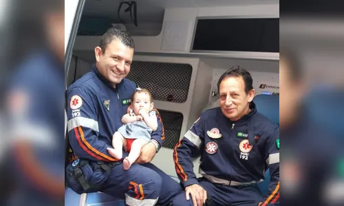 Samu recebe visita de bebê engasgada que foi salva por socorristas