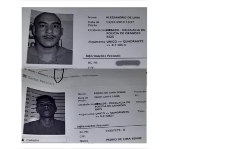 
							Suspeito de integrar facção criminosa foge da cadeia de Grandes Rios
						
						
