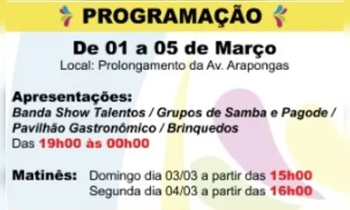 
							Carnaval de rua de Arapongas já tem programação completa
						
						