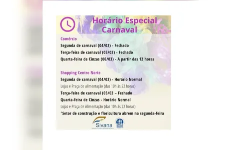 
							Comércio terá horário de funcionamento especial na semana do carnaval
						
						