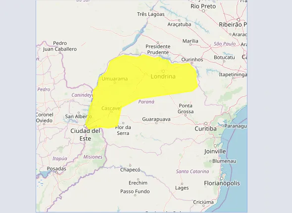 Inmet lança alerta para região Norte e Oeste do Paraná