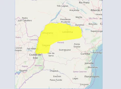 Inmet lança alerta para região Norte e Oeste do Paraná